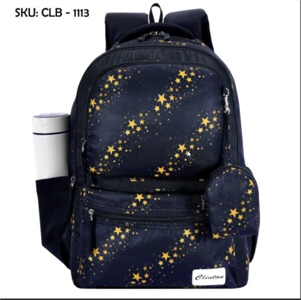 Shiny star print children school bags_Black
