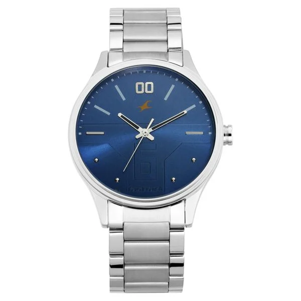 Fastrack Bare Basics Quartz Analog Blue Dial Stainless Steel Strap Watch