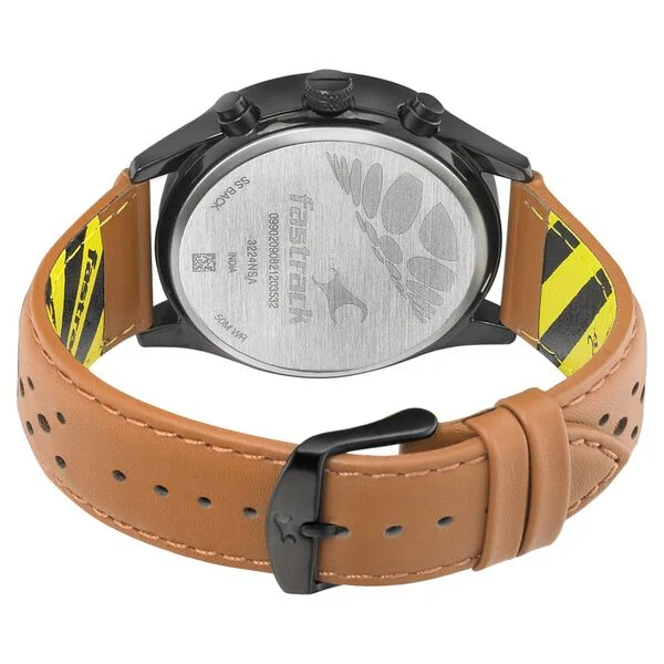 Fastrack Fastfit Quartz Analog Black Dial Leather Strap Watch