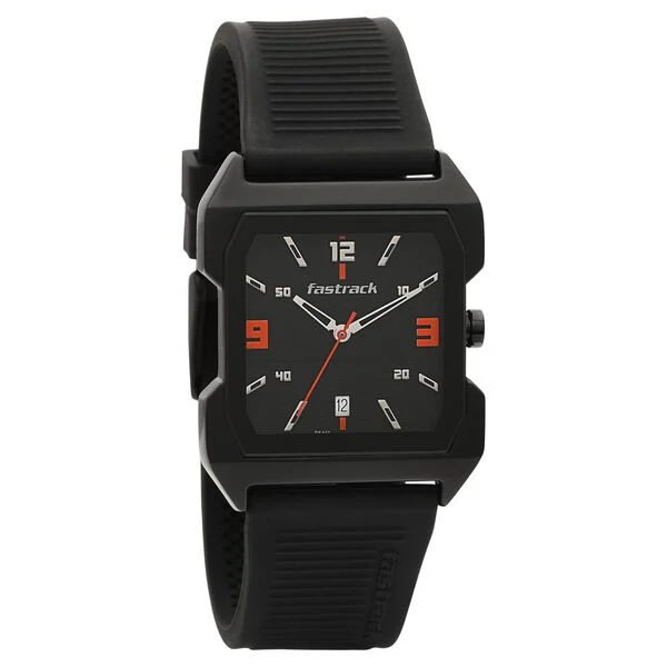 1474NP01_1.webp Fastrack Hitlist Quartz Analog Black Dial PU Strap Watch for Guys