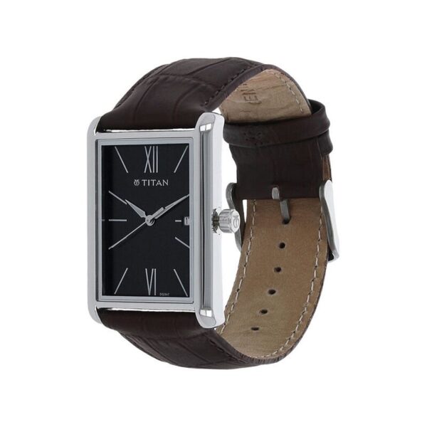 1731sl01-5-6-24-3.jpg Titan Urban Chic Modernist Black Dial Leather Strap Men's Watch (1731SL01)