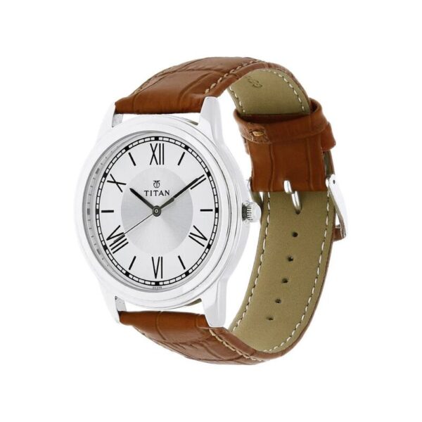 1735sl01-5-6-24-3.jpg Titan Karishma Analog Silver Dial Leather Strap Men's Watch (1735SL01)