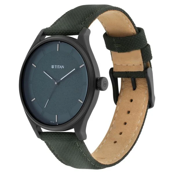Titan Workwear Green Dial Analog Leather Strap Watch (1802NL02)