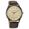Titan Men’s Timeless Gold Dial Leather Watch (1806NL02)