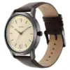Titan Men’s Timeless Gold Dial Leather Watch (1806NL02)