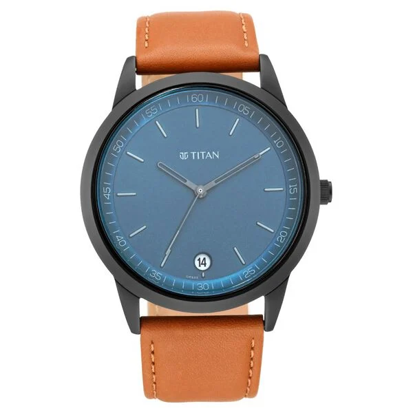 Titan Men's Timeless Style Anthra Dial Leather Strap Watch (1806NL03)