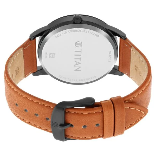 Titan Men's Timeless Style Anthra Dial Leather Strap Watch (1806NL03)