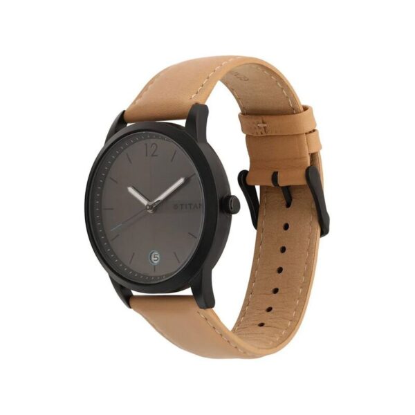 Titan Timeless Style Refined Anthracite Dial Leather Strap Men's Watch (1806NL01)