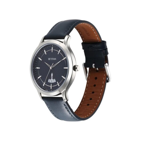 Titan Karishma Quartz Analog Blue Dial Leather Strap Men's Watch (1825SL14)