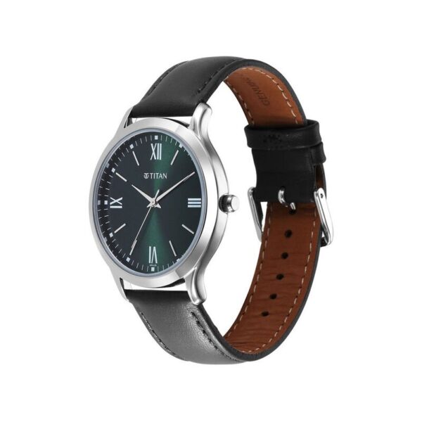 Titan Karishma Quartz Analog Green Dial Leather Strap Men's Watch (1825SL16)