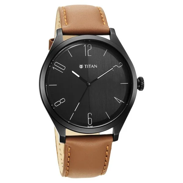 1865NL01_1.webp Titan Quartz Analog Black Dial Leather Watch for Men