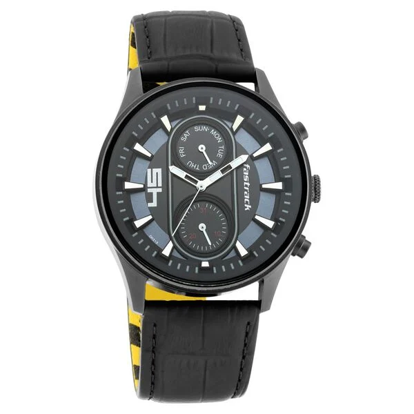 2-7-2.webp Fastrack Fastfit Quartz Analog Black Dial Leather Strap Watch