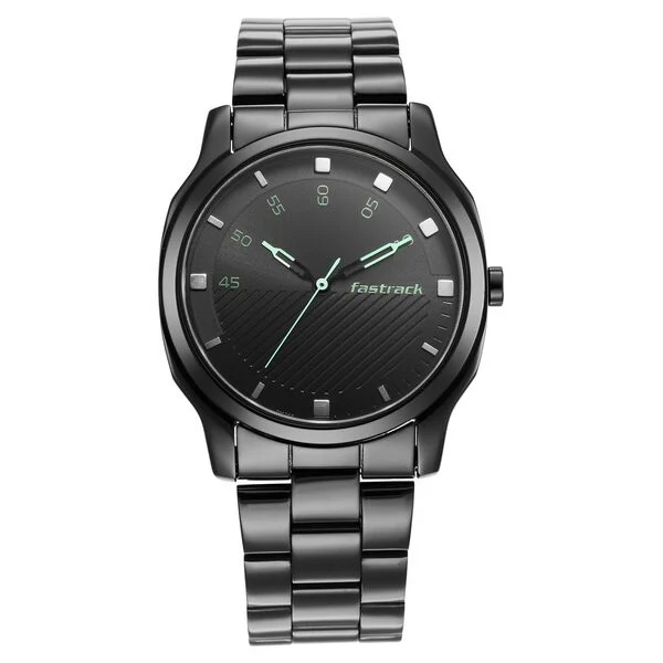 Fastrack Stunners Quartz Analog Black Dial Stainless Steel Watch for Guys