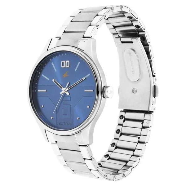 Fastrack Bare Basics Quartz Analog Blue Dial Stainless Steel Strap Watch