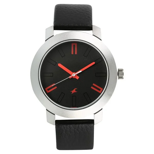 3120SL02_1.webp Fastrack Quartz Analog Black Dial Leather Strap Watch for Guys