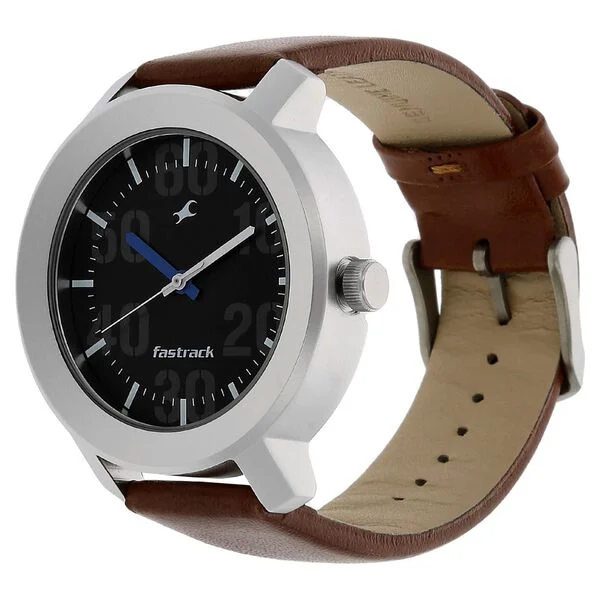 3121SL01_2.webp Fastrack 3121SL01 Quartz Analog Black Dial Leather Strap Watch