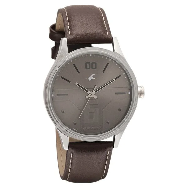 3247SL01_1.webp Fastrack Bare Basics Quartz Analog Brown Dial Leather Strap Watch for Guys