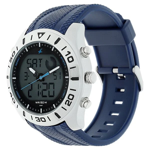 38034SP02J_2.webp Fastrack Quartz Analog Digital Watch - Black Dial & Silicone Strap for Guys