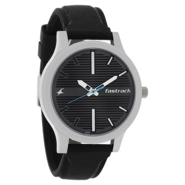 38051SP01_2.webp Stylish Fastrack Quartz Analog Grey Dial Watch with Silicone Strap for Guys