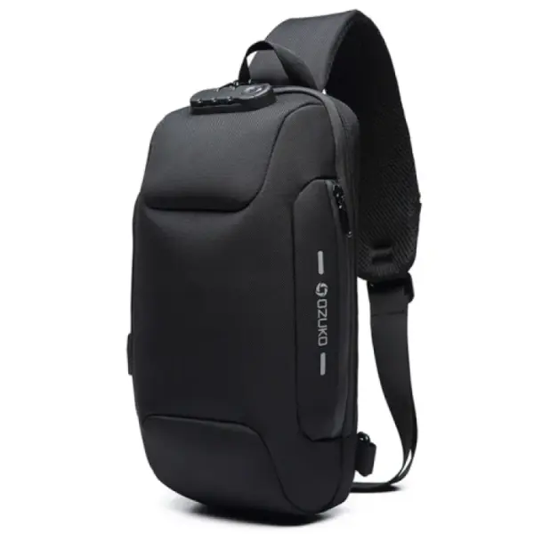 Anti-Theft Men Chest Bag with Waterproof Design & USB Charging Port