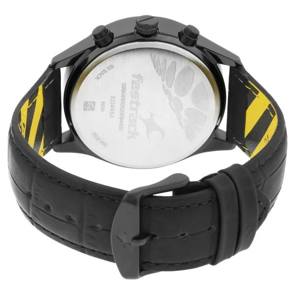 Fastrack Fastfit Quartz Analog Black Dial Leather Strap Watch