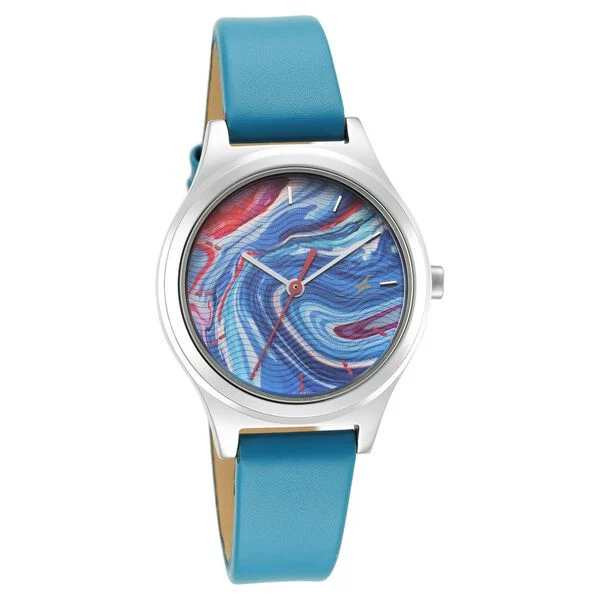 6152SL05_1.webp Fastrack Stunners Quartz Analog Multicoloured Dial Leather Strap Watch for Girls (6152SL05)