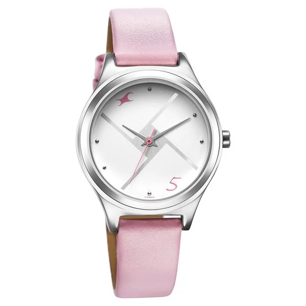 6152SL08_2.webp Fastrack Stunners Silver Dial Leather Strap Watch for Girls (6152SL08)