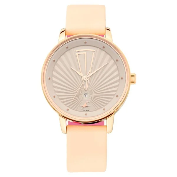 6206WL01_3.webp Fastrack Ruffles Quartz Analog with Date Beige Dial Leather Strap Watch for Girls (6206wl01)