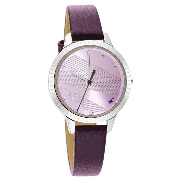 6267SL01_2.webp Fastrack Stunners Quartz Analog Purple Dial Leather Strap Watch for Girls (6267SL01)
