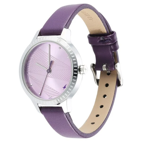 6267SL01_4.webp Fastrack Stunners Quartz Analog Purple Dial Leather Strap Watch for Girls (6267SL01)