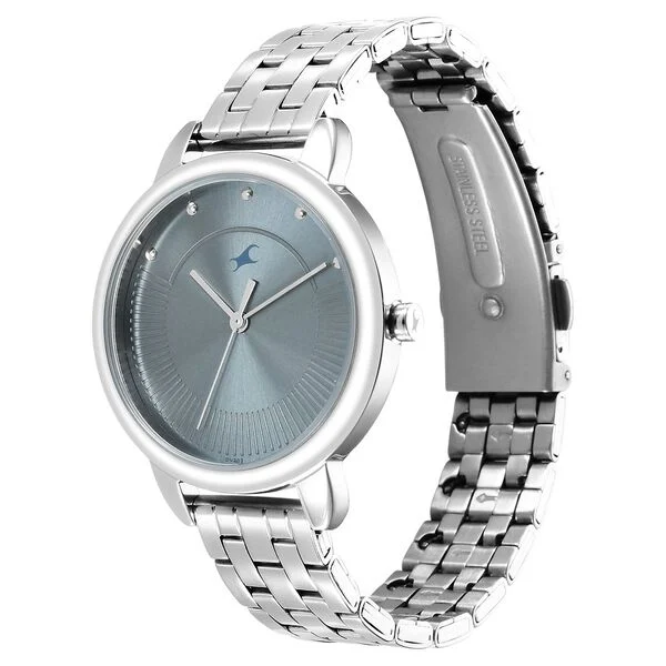 6282SM02_3.webp Fastrack Stunners Quartz Analog Blue Dial Metal Strap Watch for Girls (6282SM02)