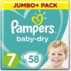 Pampers Baby Dry: Size 7 Belt Diapers for Dry Nights (15kg+, 58pcs, UK)