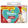 Pampers Baby Jumbo Size 4 Pant Diapers – 9-15kg, 74 Pcs (UK)