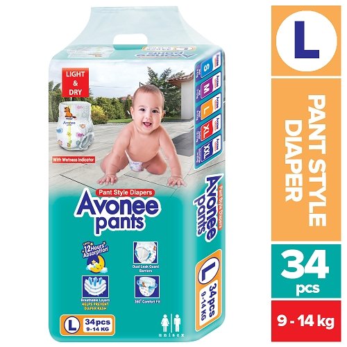 94505b5f9699824e559fb0218bee21fe-500x500-1.jpg Avonee Large Pant Diaper (9-14Kg, 34 Pcs) – Comfortable & Secure Fit for Babies