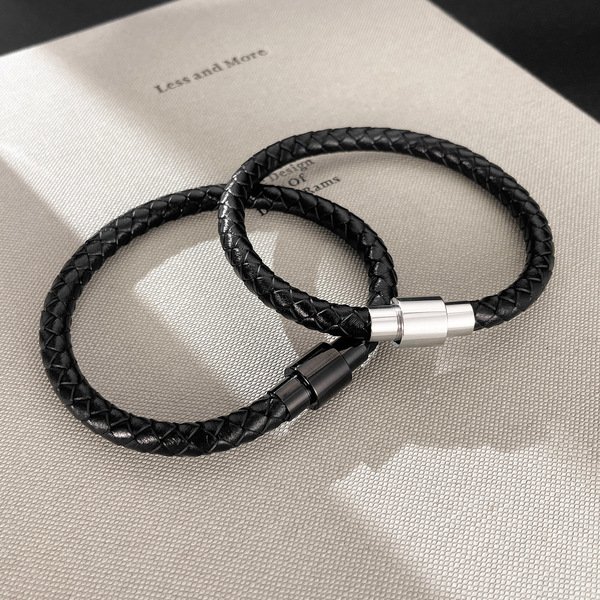 O1CN01HSIA762GJJFVh9rT9_2215025198994-0-cib.600x600.jpg Men’s Woven Leather Titanium Steel Bracelet