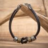 Men’s Retro Knotted Leather Ring Bracelet
