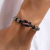 Men’s Retro Knotted Leather Ring Bracelet