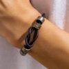 Men’s Retro Knotted Leather Ring Bracelet