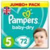 Pampers Baby Dry: Size 5 Belt Diapers (11-16kg, 72pcs, UK)